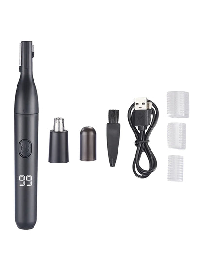 2-in-1 Eyebrow & Nose Hair Trimmer – Painless LED Precision Groomer
