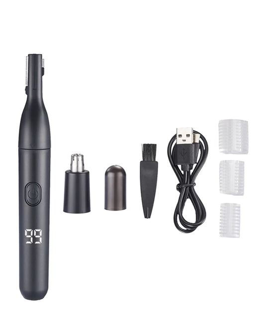 2-in-1 Eyebrow & Nose Hair Trimmer – Painless LED Precision Groomer