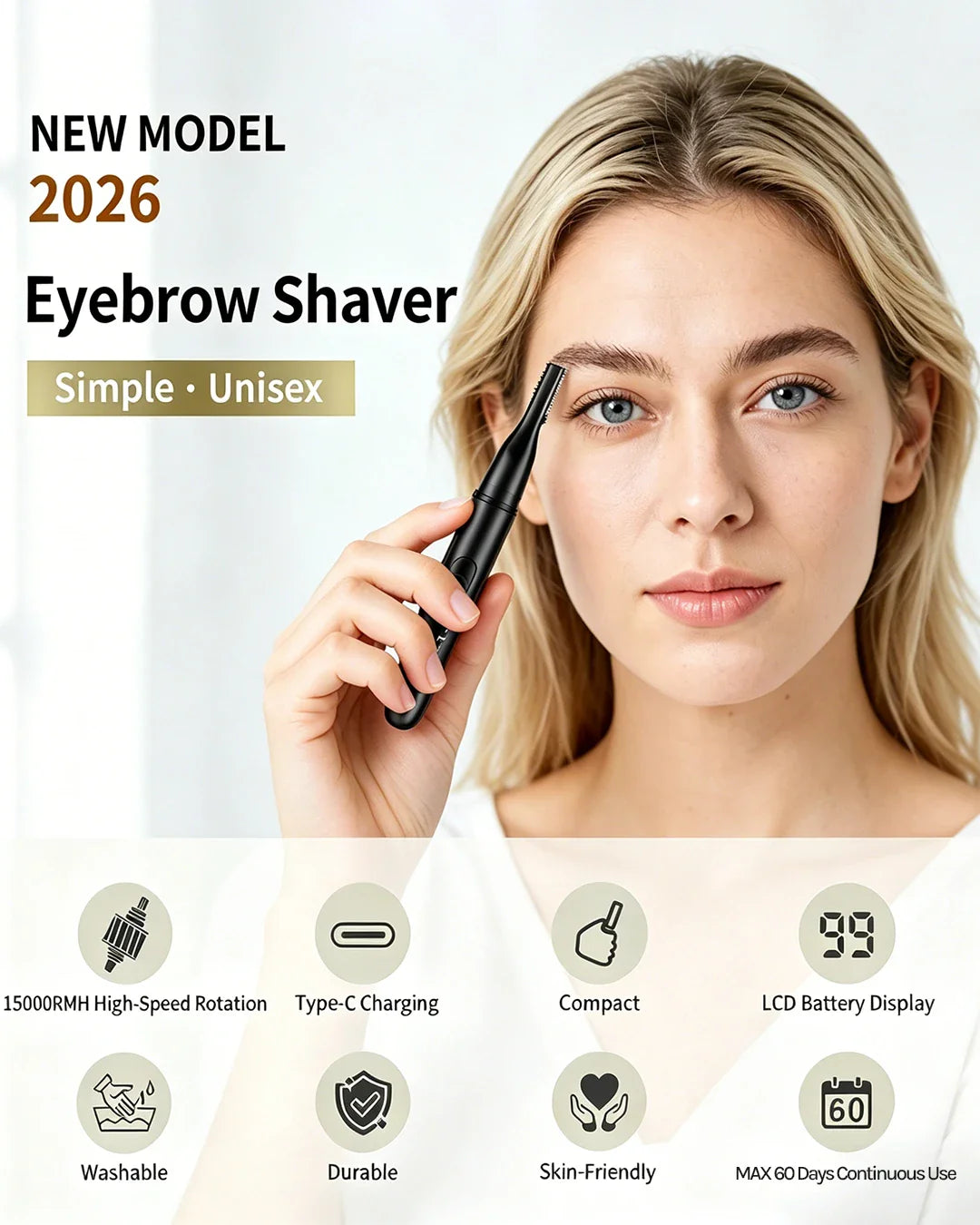 2-in-1 Eyebrow & Nose Hair Trimmer – Painless LED Precision Groomer