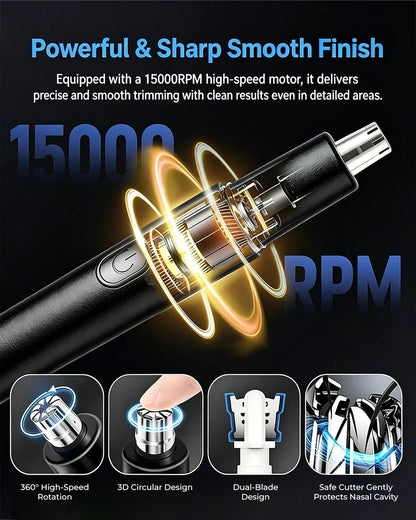 2-in-1 Eyebrow & Nose Hair Trimmer – Painless LED Precision Groomer