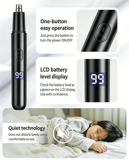 2-in-1 Eyebrow & Nose Hair Trimmer – Painless LED Precision Groomer