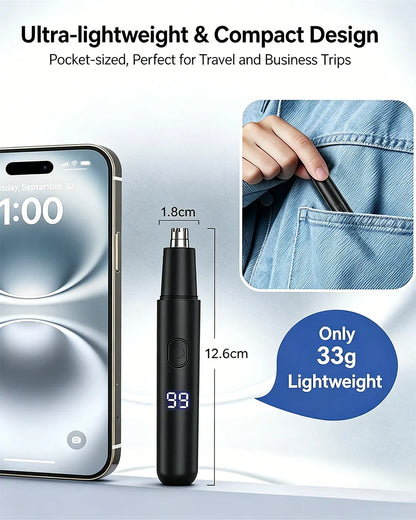 2-in-1 Eyebrow & Nose Hair Trimmer – Painless LED Precision Groomer