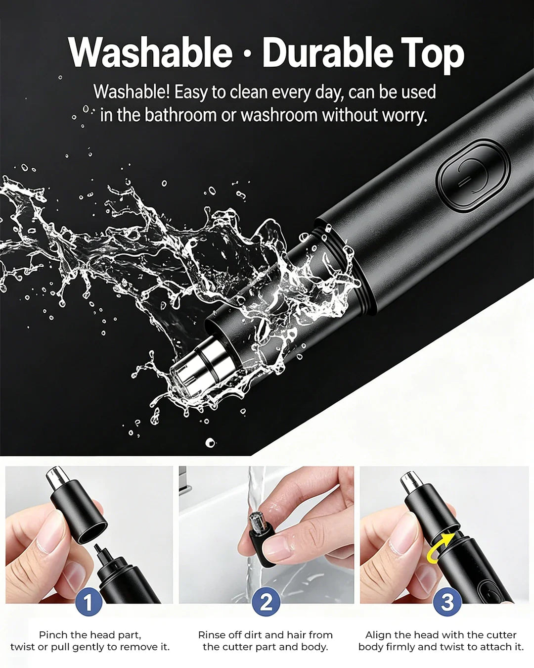 2-in-1 Eyebrow & Nose Hair Trimmer – Painless LED Precision Groomer