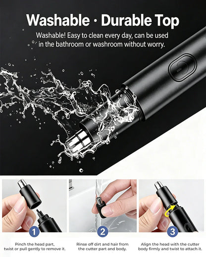 2-in-1 Eyebrow & Nose Hair Trimmer – Painless LED Precision Groomer