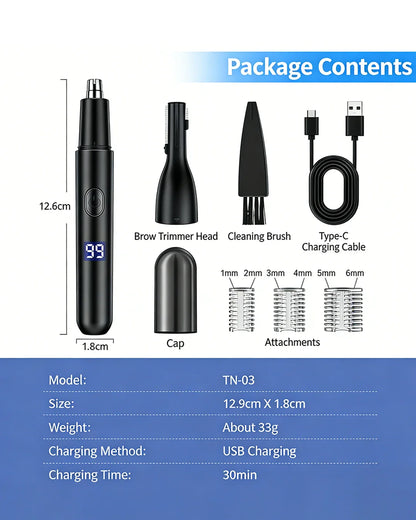 2-in-1 Eyebrow & Nose Hair Trimmer – Painless LED Precision Groomer