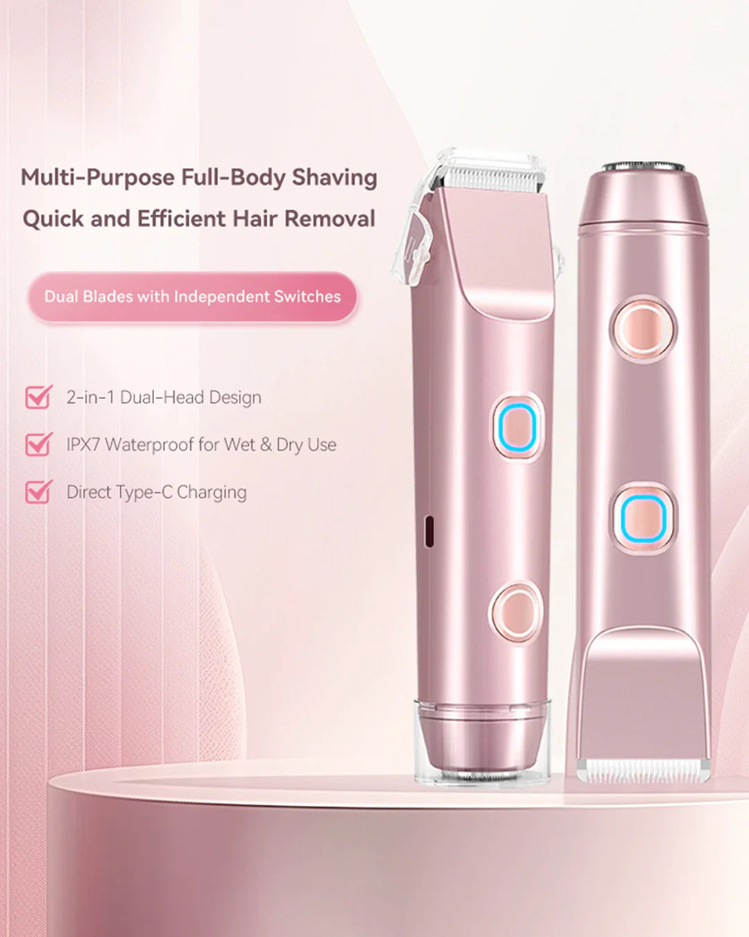 2-in-1 PRO Dual-Head Painless Hair Trimmer