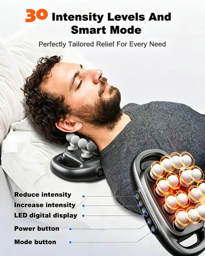 Adjustable Deep Tissue Massage Gun with 12 Heads, 30 Speeds & Red Light Therapy
