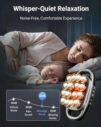 Adjustable Deep Tissue Massage Gun with 12 Heads, 30 Speeds & Red Light Therapy