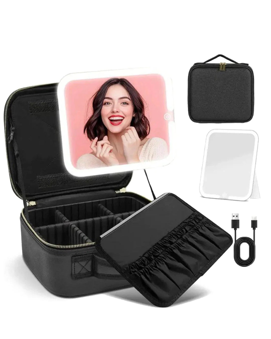 IUIBeauty 3-in-1 LED Vanity Makeup Bag with Mirror