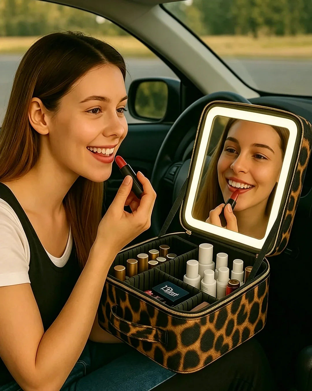 IUIBeauty 3-in-1 LED Vanity Makeup Bag with Mirror