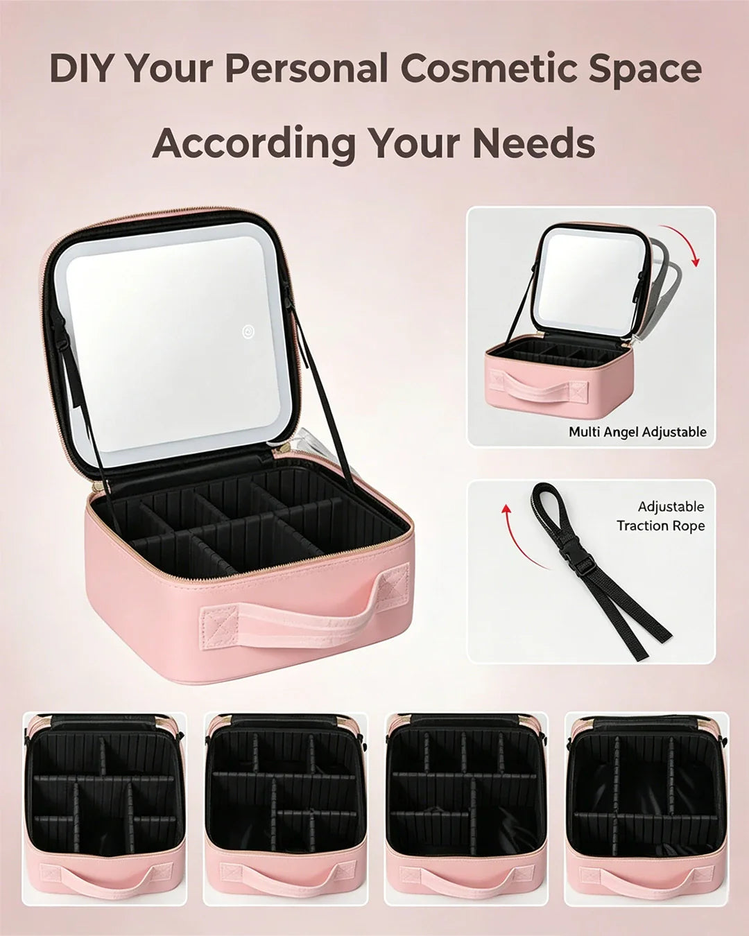 IUIBeauty 3-in-1 LED Vanity Makeup Bag with Mirror